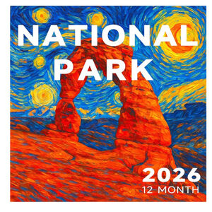 NEW 2026 Wall Calendar 12"x12" National Parks Starry night Large Monthly Layout
